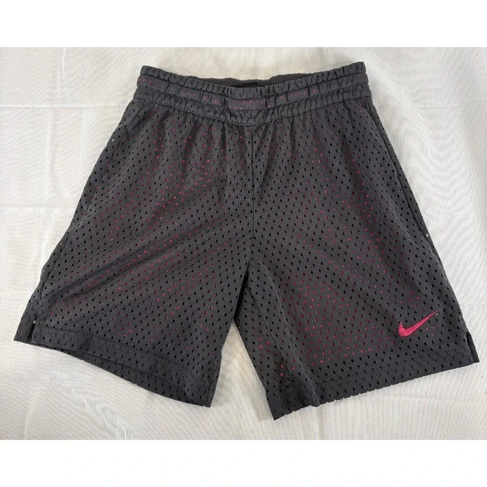 Nike Athletic Mesh Shorts Spandex Lining Black Pink DRI-FIT Youth Size Medium M